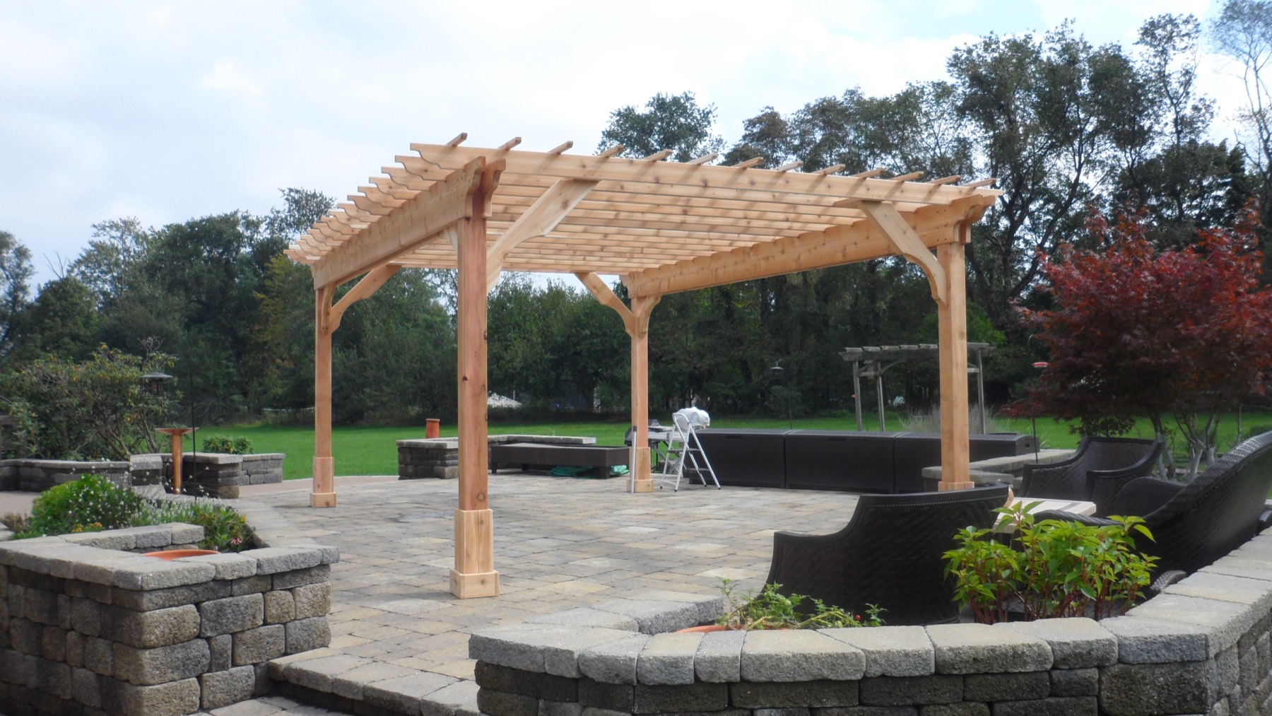 Custom wood pergola installation